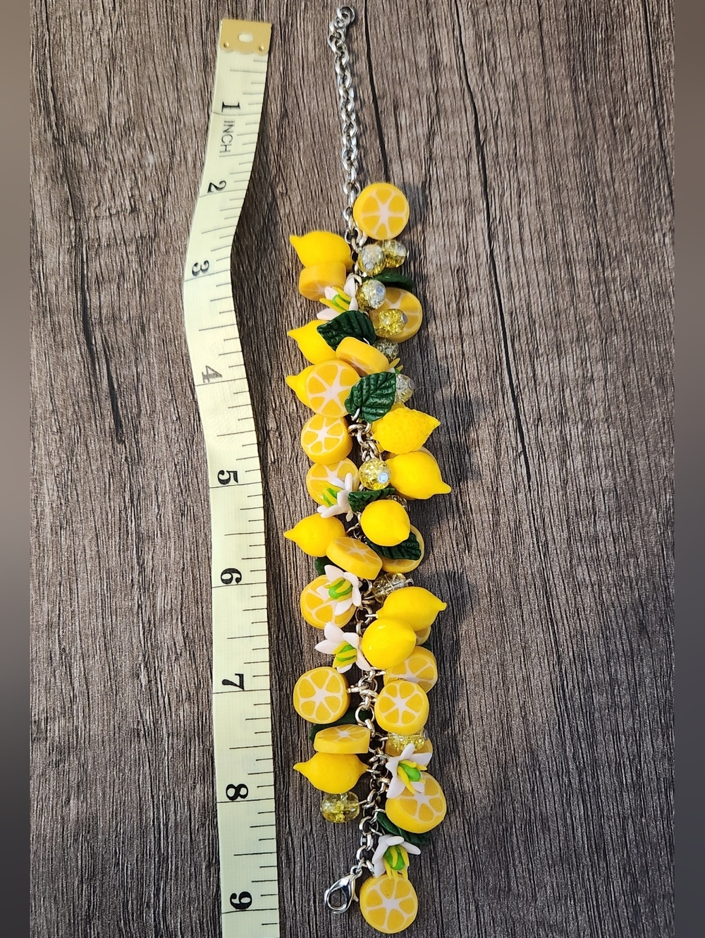 Handmade Yellow Citrus Lemon Charm Bracelet - Picture 5 of 5